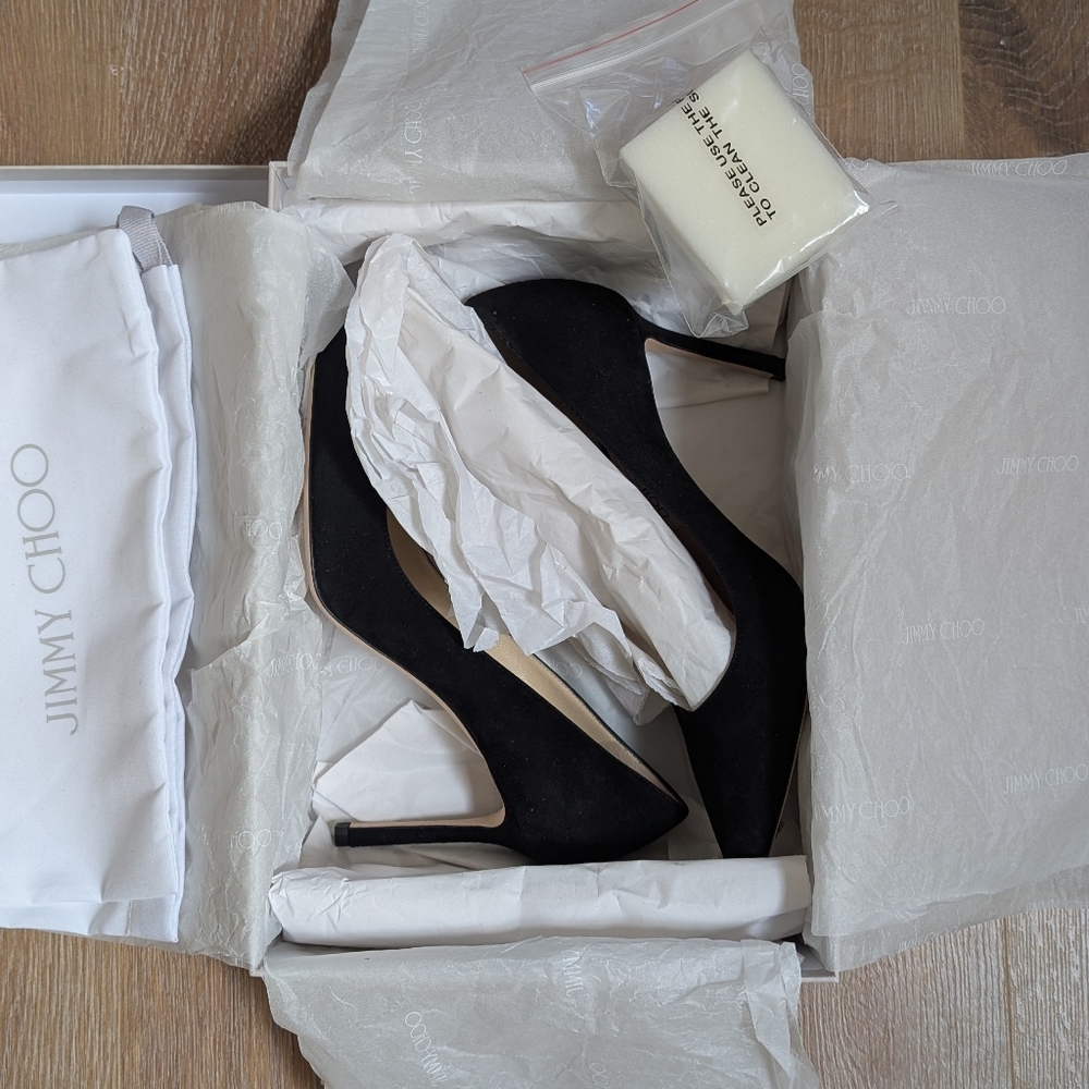 NIB Jimmy Choo 247 Romy Black Suede Stiletto Pumps - Picture 5 of 8